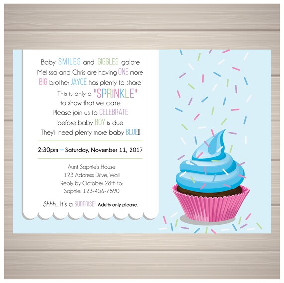 Customizable Baby Boy Sprinkle Shower Invitation Cute Baby Etsy