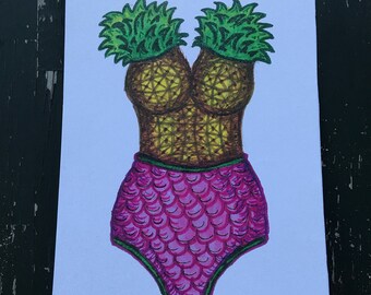 Pineapple Mermaid Bathing Suit