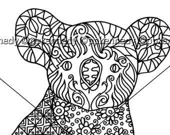 Koala Zentangle Coloring Page