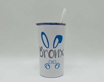 Easter Bunny Personalized Kids Name Monogrammed Tumbler for Kids, Girl Boy Easter Sippy Cup with Lid straw, Easter Basket Filler for kids