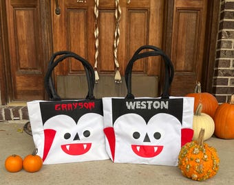 Bolsa de dulces de Halloween personalizada, bolsa de vampiros, bolsa grande para dulces, cubo de Halloween, bolsa de dulces de Halloween personalizada