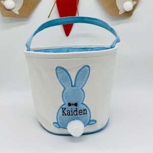 Personalized Easter Basket, Kids Egg Hunt Bag, Personalized Bunny Basket, Bunny with Tail, EASTER Bunny, Easter, Monogram Easter Bucket