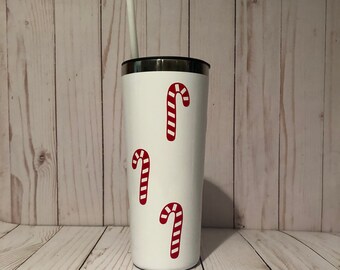 Christmas Tumbler, Holiday Tumbler, Personalized Christmas Cup, Candy Cane Tumbler, Christmas Cup with Lid, Christmas GIFT for Her
