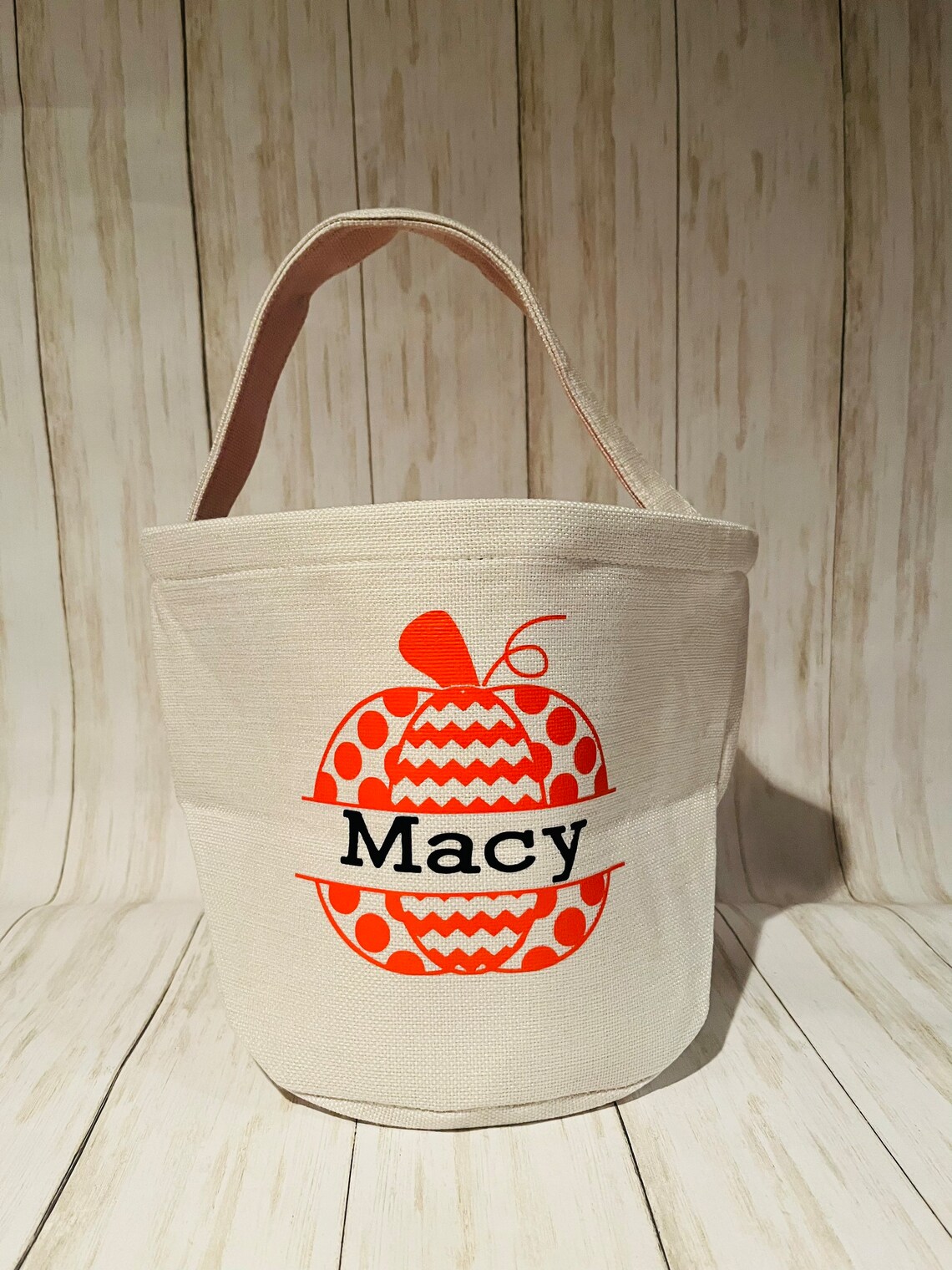 Personalized Kids Name Halloween Pumpkin Trick or Treat Bag, Custom Boy ...
