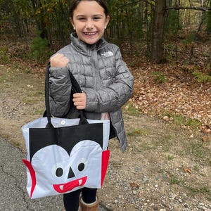 Trick or Treat Bag, Personalized Halloween Bag, Kids Halloween Bag, Large Candy Bag, Halloween Bucket, Halloween Candy Bag Character Tote image 10