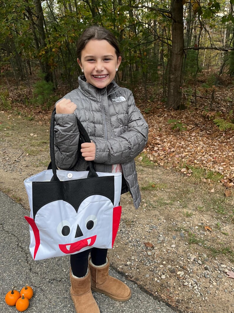 Trick or Treat Bag, Personalized Halloween Bag, Kids Halloween Bag, Large Candy Bag, Halloween Bucket, Halloween Candy Bag Character Tote image 10