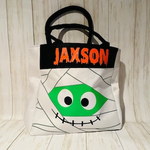 Trick or Treat Bag, Personalized Halloween Bag, Kids Halloween Bag, Large Candy Bag, Halloween Bucket, Halloween Candy Bag Character Tote