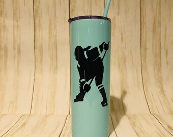 Personalized Insulated Stainless Steel Hockey Tumbler, Custom Hockey Team Mom Travel Cup, Glitter 20oz Player Name To-go Tumbler, Hockey