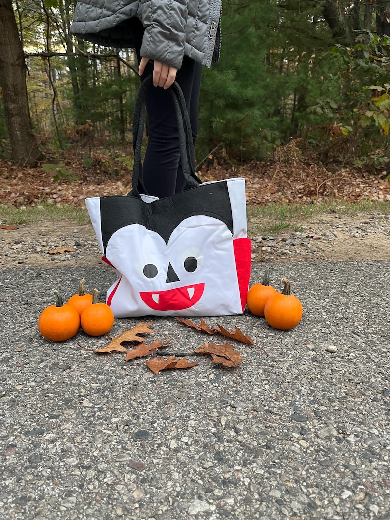 Trick or Treat Bag, Personalized Halloween Bag, Kids Halloween Bag, Large Candy Bag, Halloween Bucket, Halloween Candy Bag Character Tote image 13