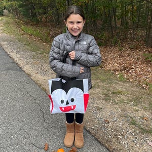 Trick or Treat Bag, Personalized Halloween Bag, Kids Halloween Bag, Large Candy Bag, Halloween Bucket, Halloween Candy Bag Character Tote image 12