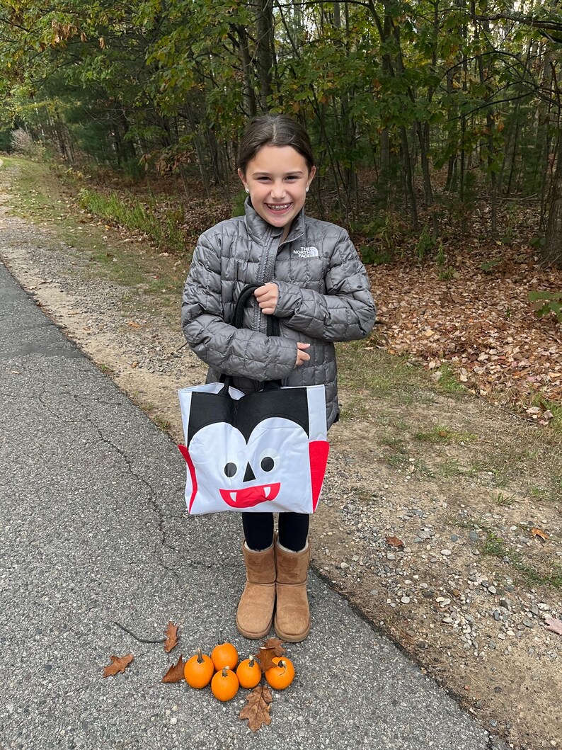 Trick or Treat Bag, Personalized Halloween Bag, Kids Halloween Bag, Large Candy Bag, Halloween Bucket, Halloween Candy Bag Character Tote image 12