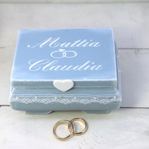 Portafedi in legno personalizato con i nomi, scatola in legno per le fedi, matrimonio shabby chic, portafedi per nozze romantico
