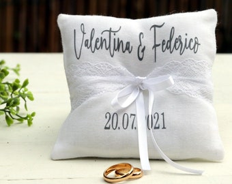 Personalized Ring pillow, wedding ring pillow with names , date and name ring pillow