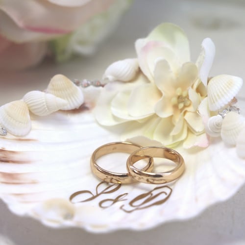 Monogram Sea Shell Ring Pillow Beach Wedding Ring Pillow Etsy