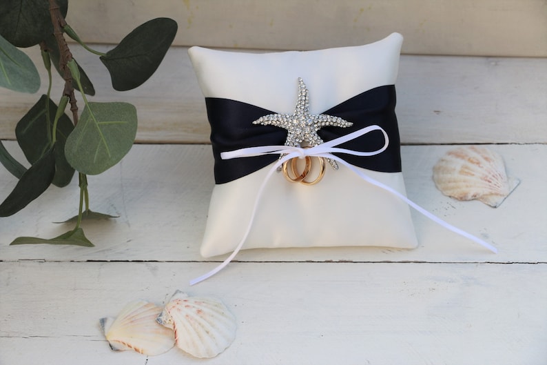 Elegant ring pillow for Beach theme wedding, beach Ring bearer pillow, nautical wedding ring pillow, beach wedding ceremony, image 5