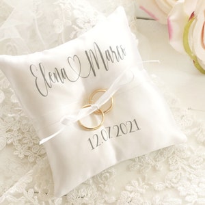 Personalized Ring bearer pillow, wedding ring pillow with names , date and name ring pillow image 8