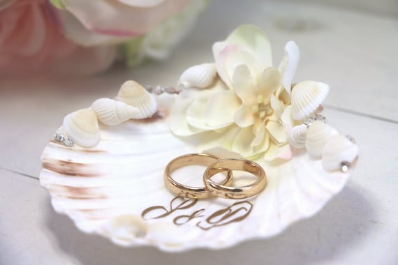 Beach wedding ring holder sale