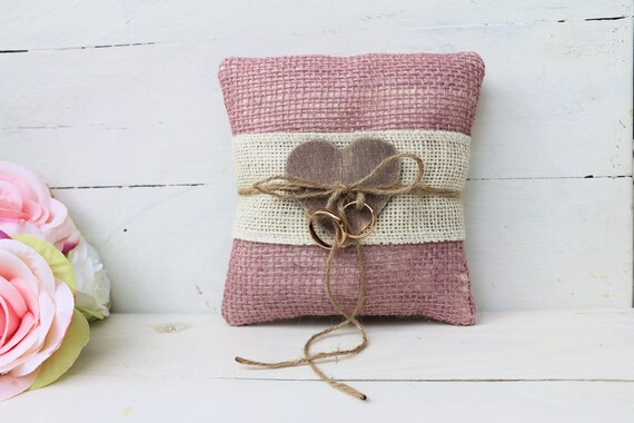 Rustic Burlap Wedding Ring Pillow Burlap Ring Bearer Pillow Etsy