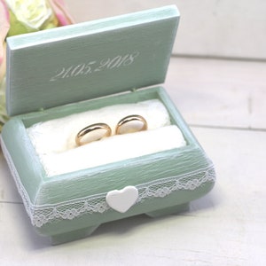 weiting Scatola per anelli in legno, rotonda, anello di fidanzamento, orecchini in legno, elegante porta anelli per proposta, fidanzamento, matrimonio, cerimonia