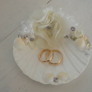 Beach Wedding Shell Ring Holder: Decorated Ring Bearer Pillow