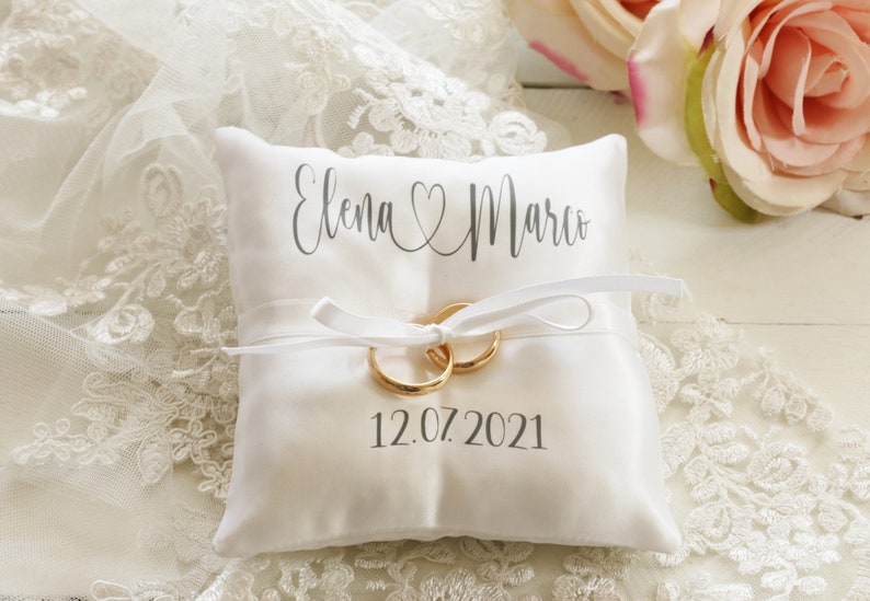 Personalized Ring bearer pillow, wedding ring pillow with names , date and name ring pillow image 5