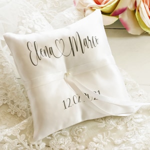 Personalized Ring bearer pillow, wedding ring pillow with names , date and name ring pillow image 2