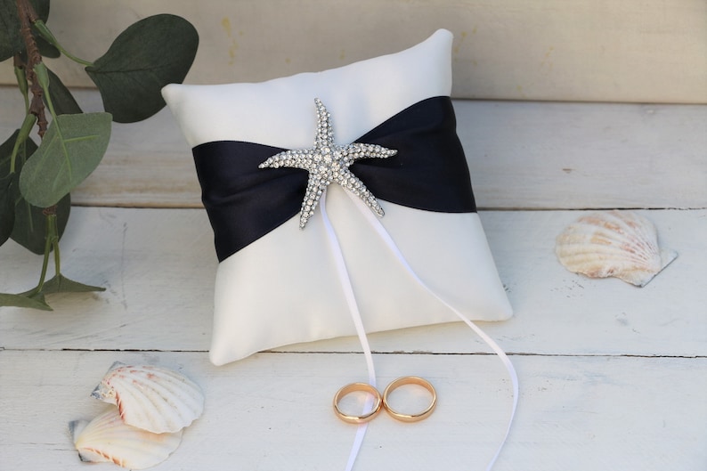 Elegant ring pillow for Beach theme wedding, beach Ring bearer pillow, nautical wedding ring pillow, beach wedding ceremony, image 2