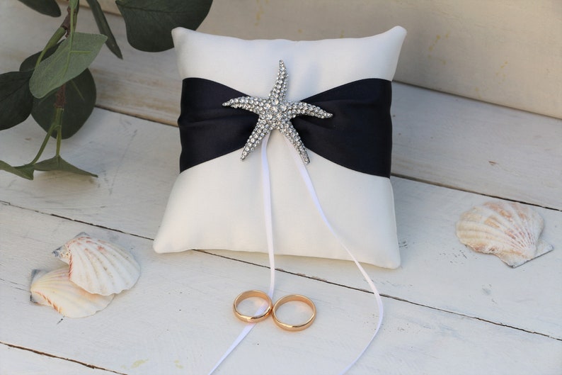 Elegant ring pillow for Beach theme wedding, beach Ring bearer pillow, nautical wedding ring pillow, beach wedding ceremony, image 3