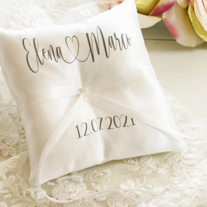 Personalized Ring bearer pillow, wedding ring pillow with names , date and name ring pillow image 4