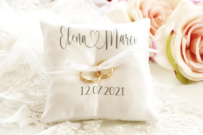 Personalized Ring bearer pillow, wedding ring pillow with names , date and name ring pillow image 9