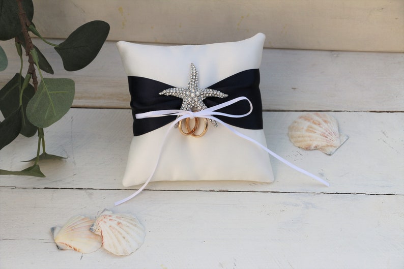 Elegant ring pillow for Beach theme wedding, beach Ring bearer pillow, nautical wedding ring pillow, beach wedding ceremony, image 4