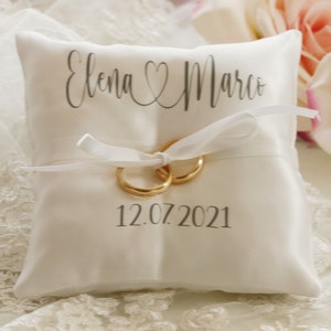 Personalized Ring bearer pillow, wedding ring pillow with names , date and name ring pillow image 6