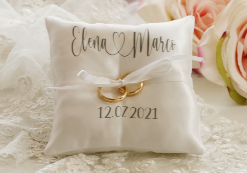 Personalized Ring bearer pillow, wedding ring pillow with names , date and name ring pillow image 6