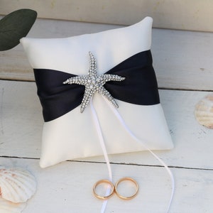 Elegant ring pillow for Beach theme wedding, beach Ring bearer pillow, nautical wedding ring pillow, beach wedding ceremony, image 1