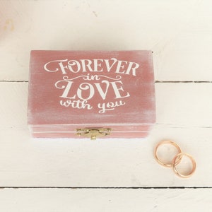 porta fedi in legno, scatola portafedi forever inlove wth you, cuscino fedi, cofanetto per le fedi, portafedi personalizzato, regalo sposi immagine 4