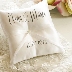 Personalized Ring bearer pillow, wedding ring pillow with names , date and name ring pillow image 3