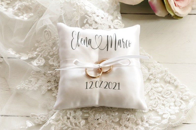 Personalized Ring bearer pillow, wedding ring pillow with names , date and name ring pillow image 7