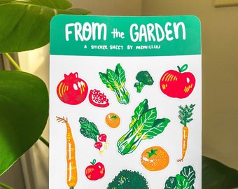 From The Garden Sticker Sheet- Journal Planner Stickers, Cute Stationery Produce Stickers