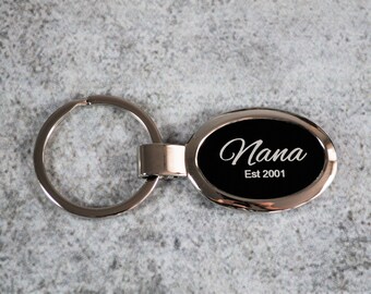 Personalized Keychain - Custom Engraved Keychain - Black Keychain - Nana Keychain - Gift for Grandma - Keychain From Grandkids - Grandmother