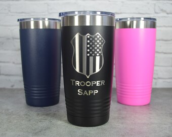 Custom Police Officer Insulated Tumbler - Personalized Insulated Tumbler - Law Enforcement Gift - Thin Blue Line Gift - Custom Coffee Mug