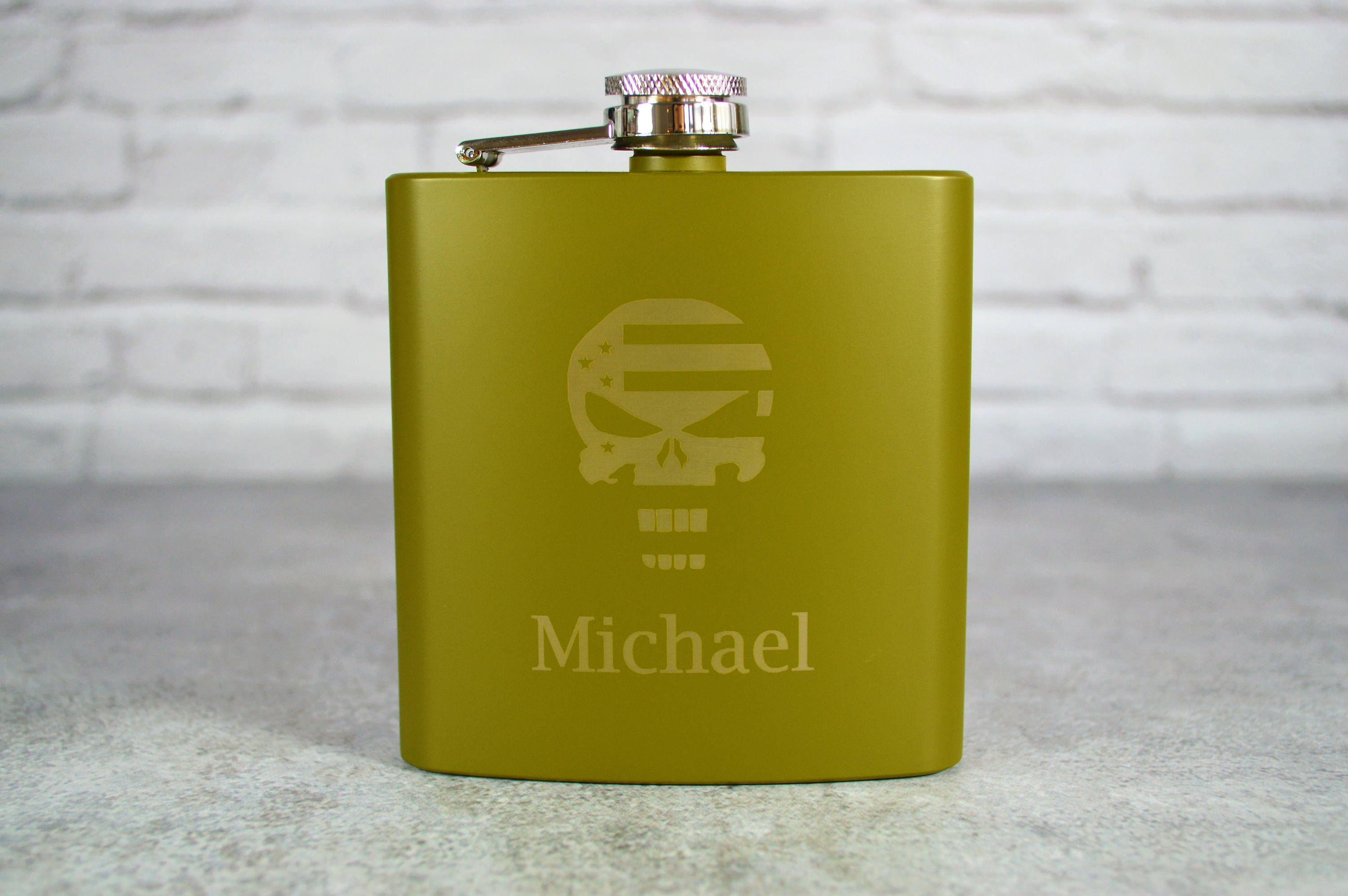 Personalized Matte Green Flask Custom Flask Personalized Etsy UK