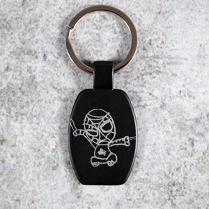 Personalized Keychain From Actual Drawing Custom Engraved Keychain With ...