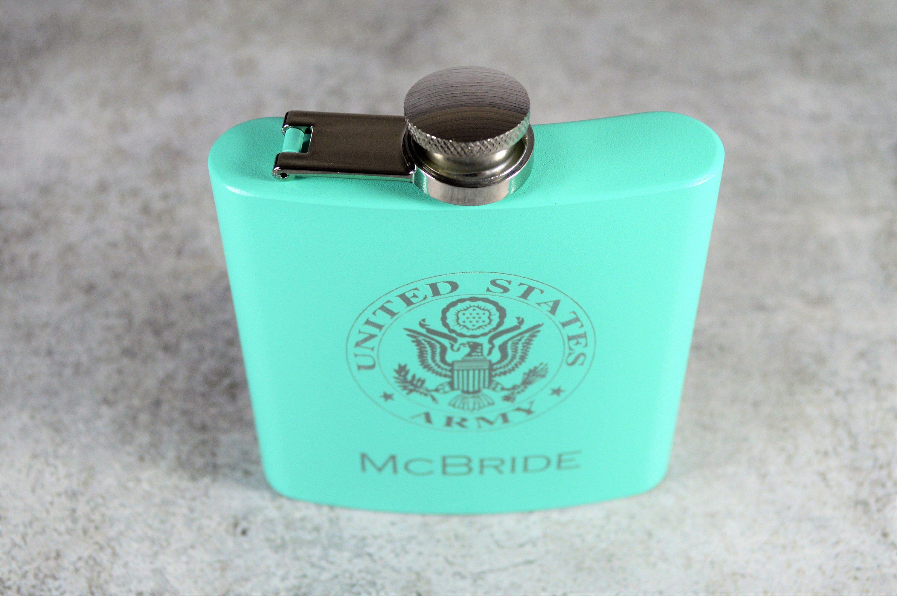 Turquoise Personalized Military Flask Engraved White Flask Etsy