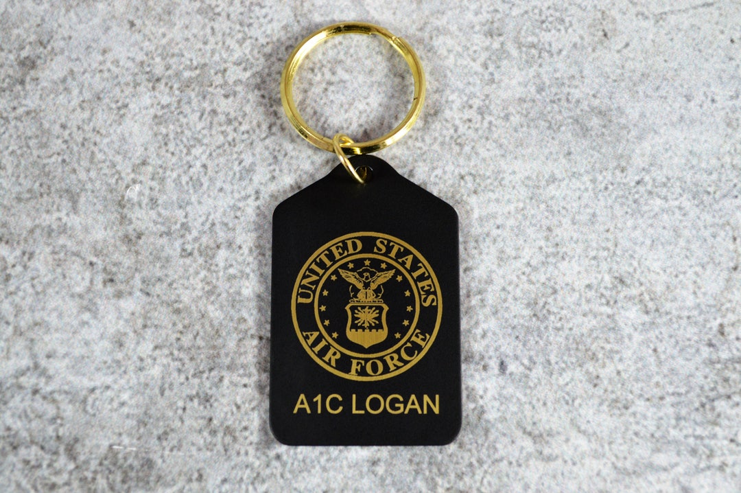 Personalized Military Keychain Custom Engraved Keyring Air Force