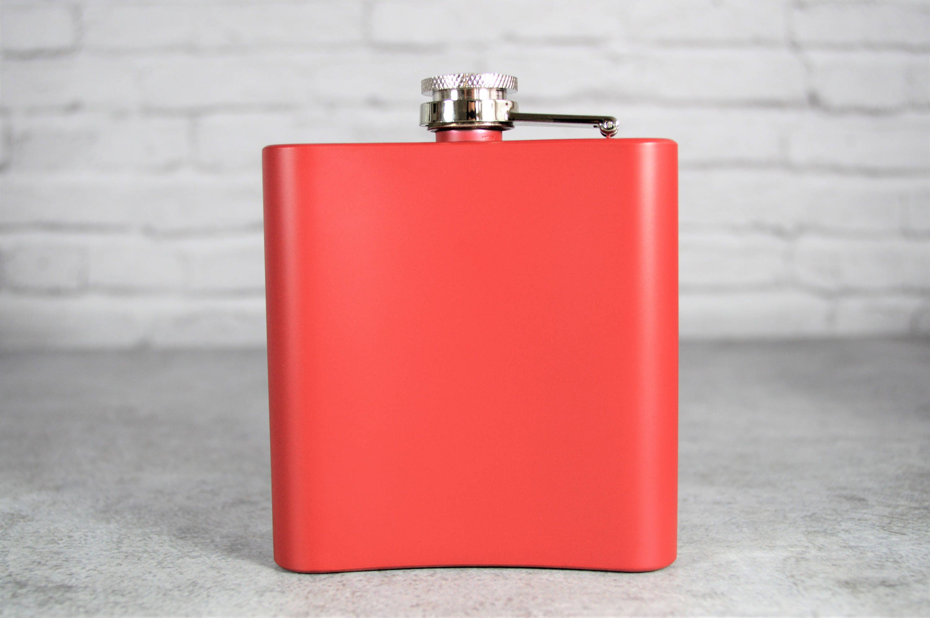 Personalized Matte Red Flask Custom Flask Engraved Red Etsy
