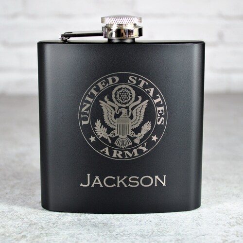 Black Personalized Military Flask Engraved Black Flask Etsy