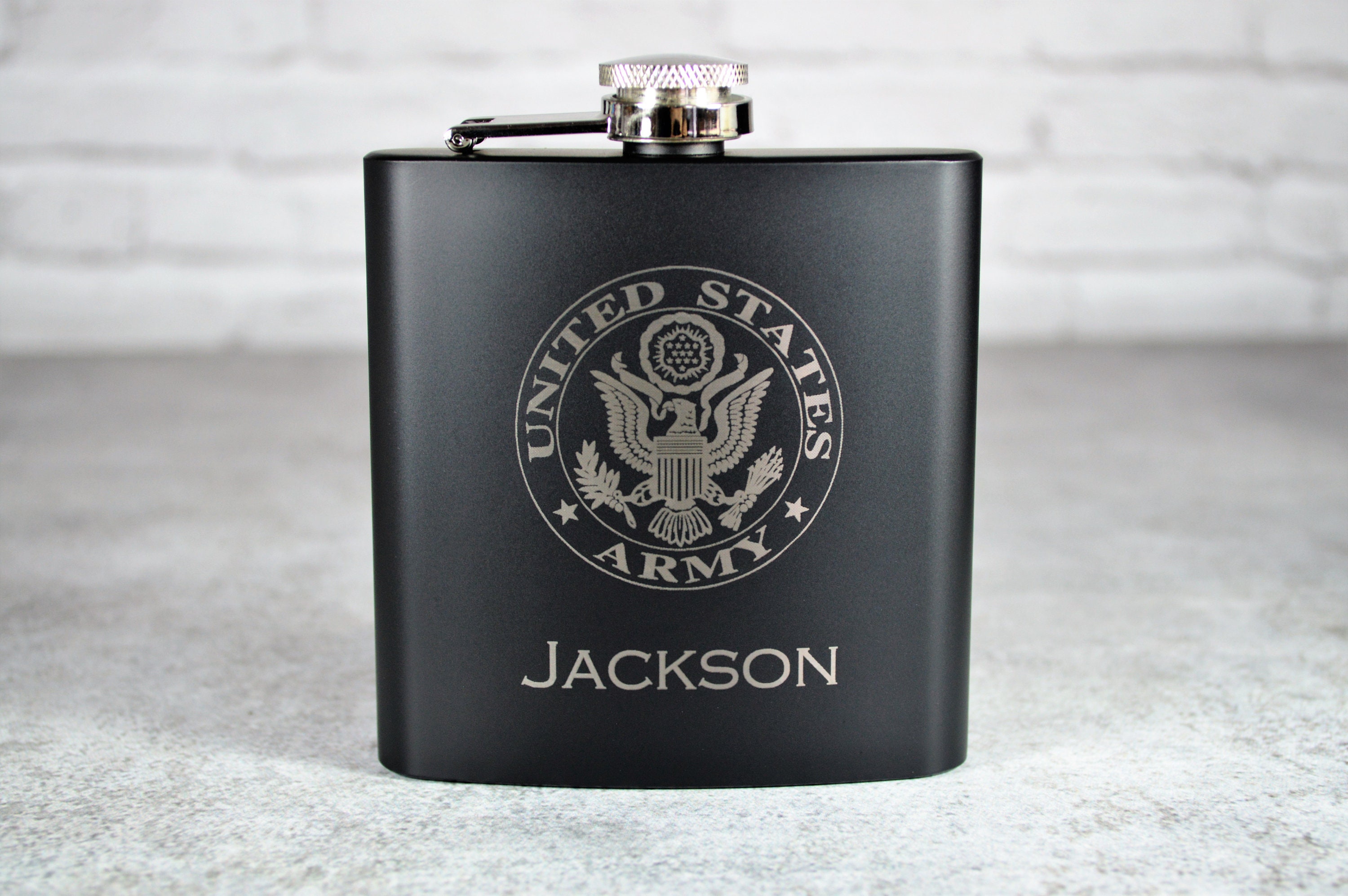 Black Personalized Military Flask Engraved Black Flask Etsy