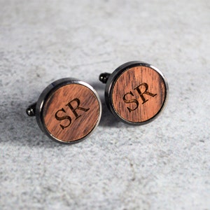 Custom Engraved Wood Cuff Link Set - Rustic Wood Cuff Links - Groom Cufflinks - Personalized Cuff Links - Wood Cuff Links - Country Cufflink