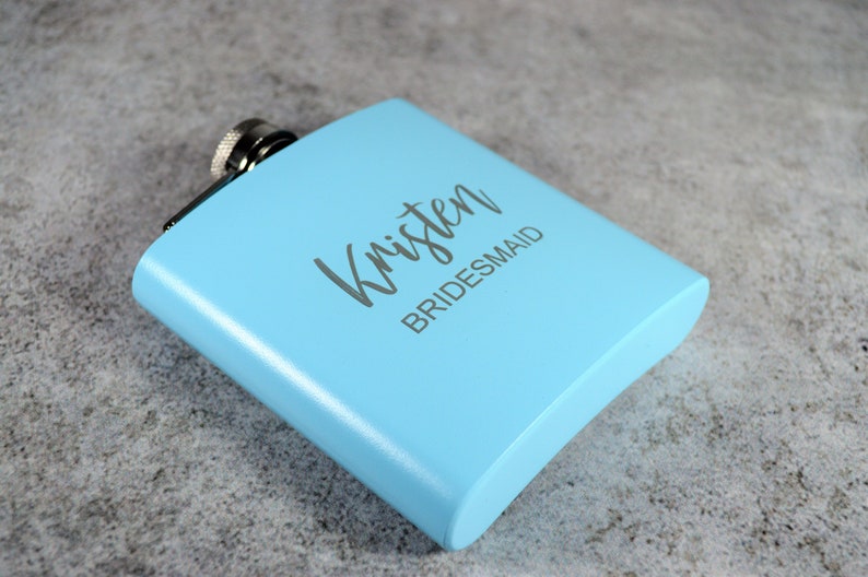 Wedding Party Gift Personalized Baby Blue Flask Light Blue Flask Bridesmaid Gift Bridesmaid Flask Custom Flask Engraved Flask