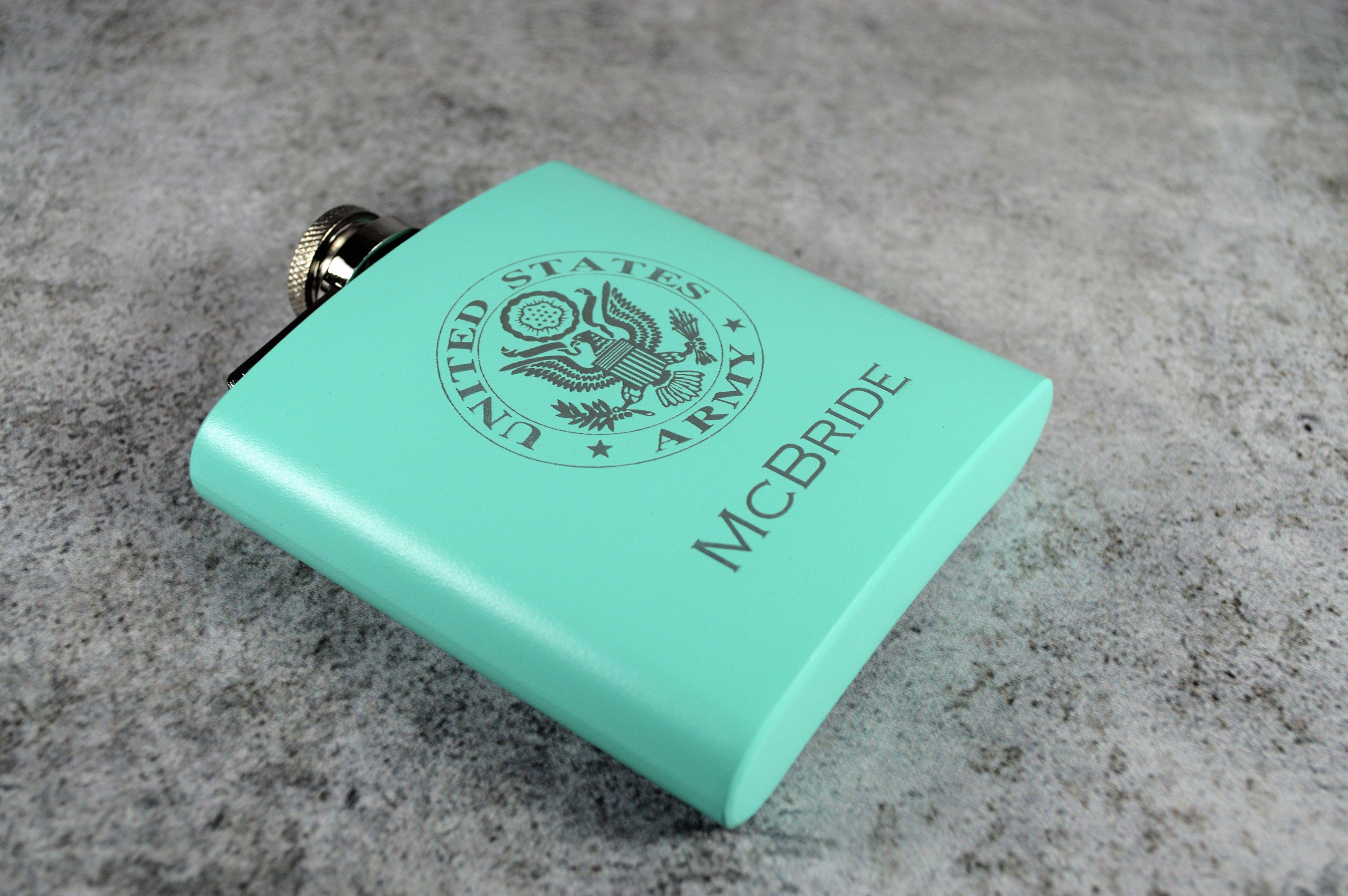 Turquoise Personalized Military Flask Engraved White Flask Etsy
